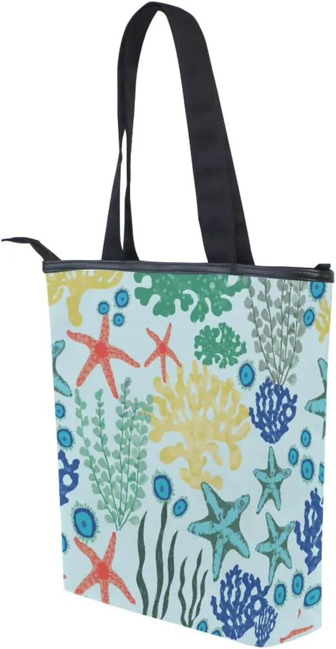 JSTEL Canvas Tote Bag for Women with Zipper,Lady Tote Bag Canvas Tote Purse Canvas Handbag for Work Travel