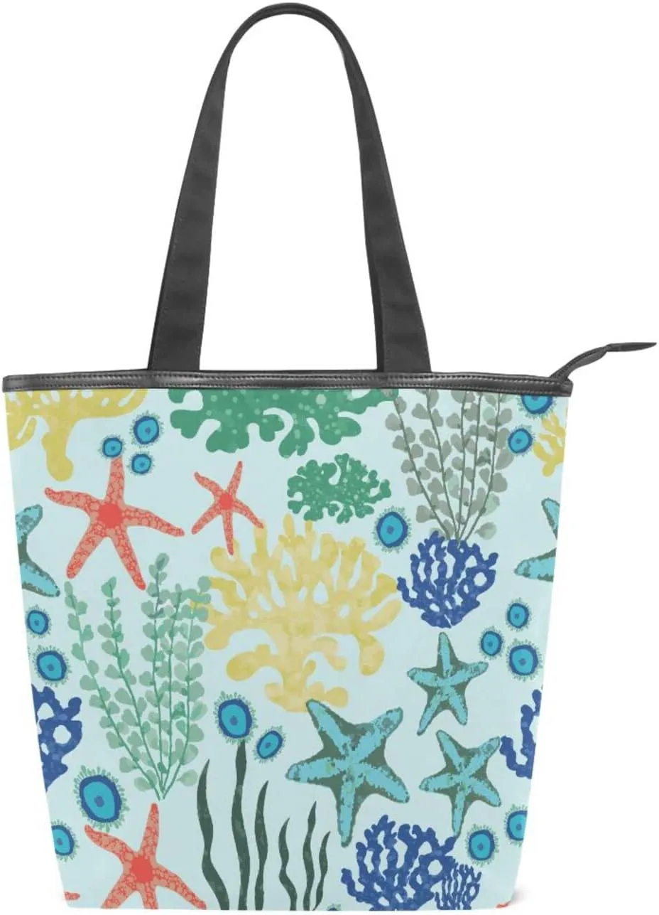 JSTEL Canvas Tote Bag for Women with Zipper,Lady Tote Bag Canvas Tote Purse Canvas Handbag for Work Travel
