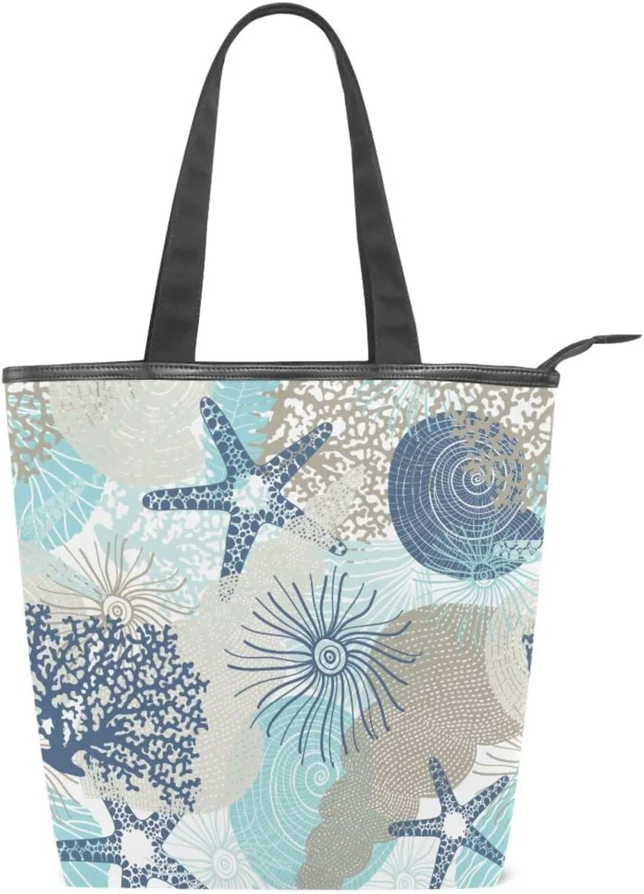 JSTEL Canvas Tote Bag for Women with Zipper,Lady Tote Bag Canvas Tote Purse Canvas Handbag for Work Travel
