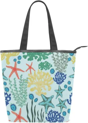 JSTEL Canvas Tote Bag for Women with Zipper,Lady Tote Bag Canvas Tote Purse Canvas Handbag for Work Travel