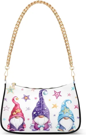 JSTEL Gnome Shoulder Purses for Women,Gnome Shoulder Bag Purse Womens Crescent Crossbody Bag