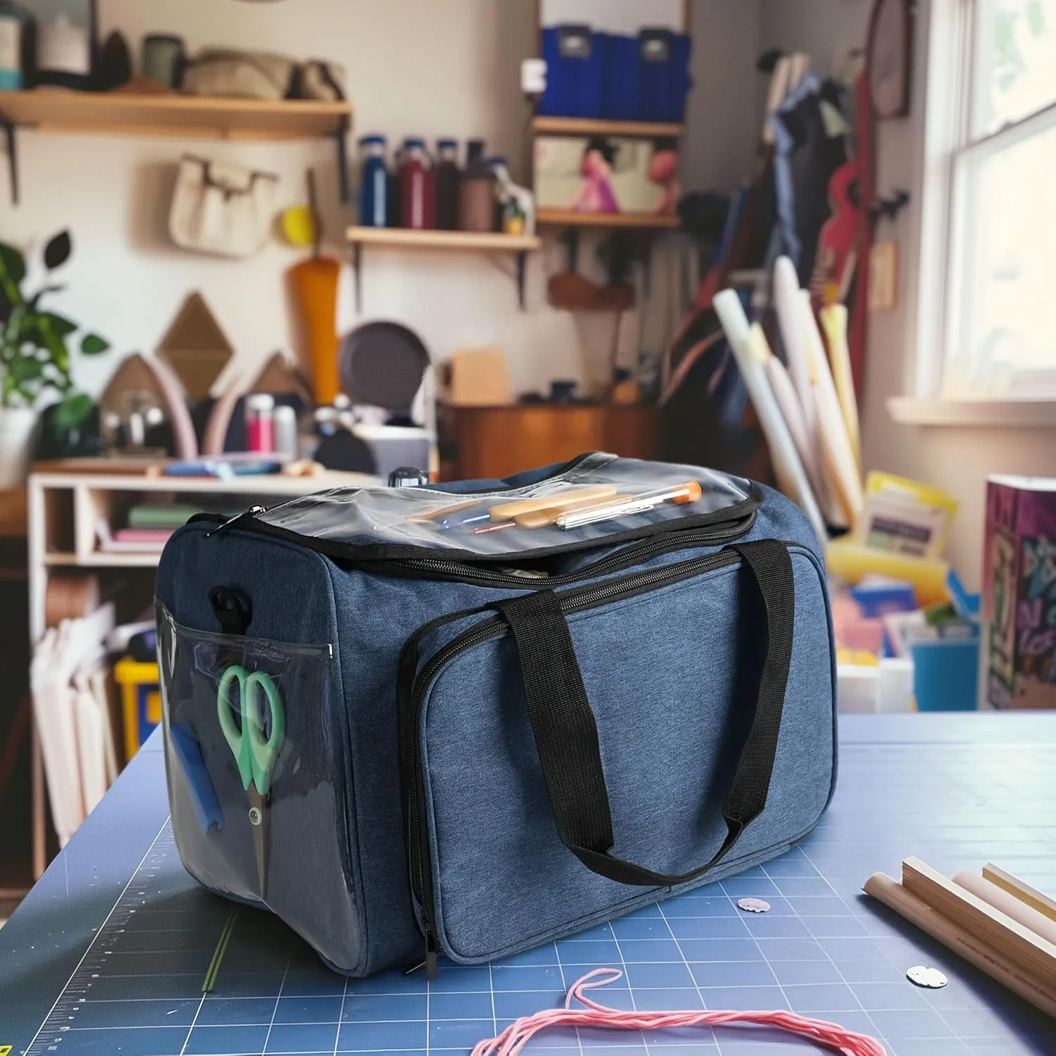 JubileeYarn Rectangular Fabric Yarn Storage Tote Bag - Blue - 1 Bag