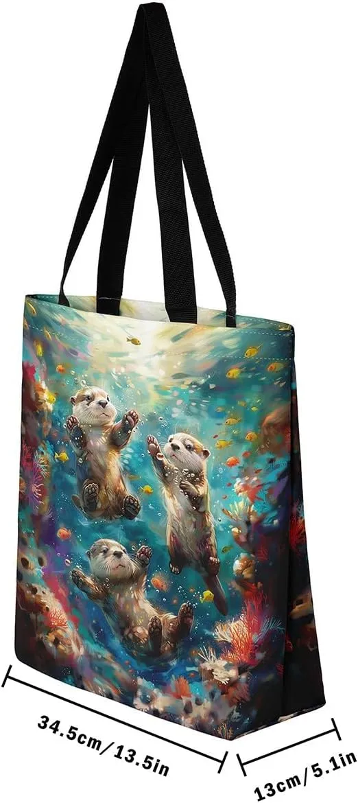 Jungle Animal Canvas Tote Bag,Cute 3D Wildlife Travel Bag for Women,Large Capacity Shopping Gym Bag
