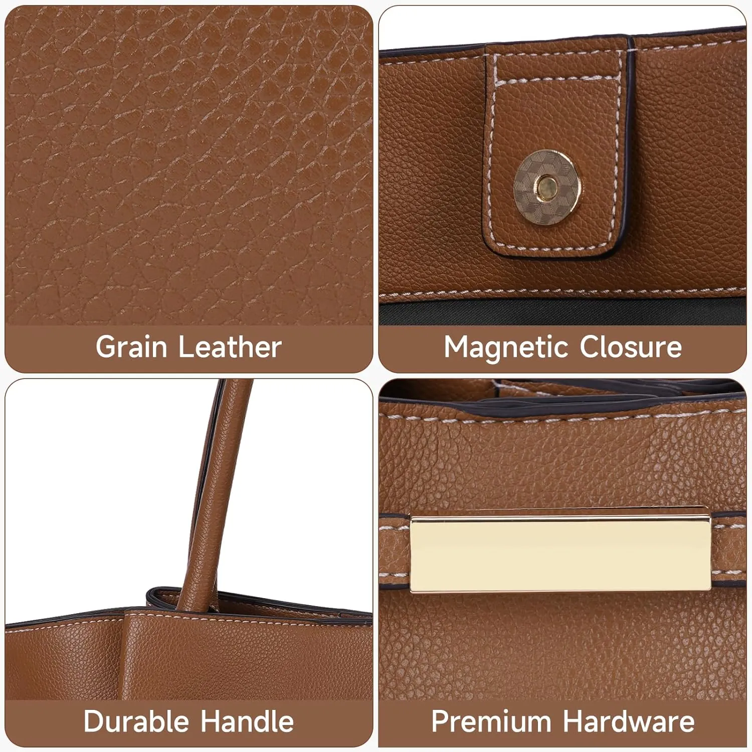 Juoxeepy Tote Bag Faux Leather Work Bag for Women Soft Grained Leather Top Handle Bag Trendy Luxury Hobo Handbag Purse
