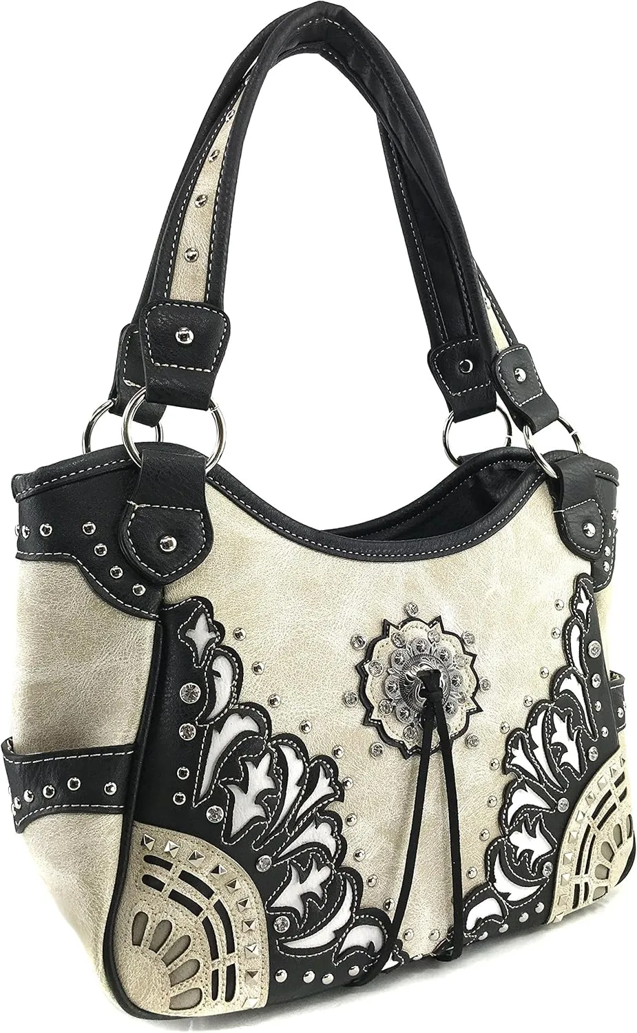Justin West Autumn Fringe Cut Concho Rhinestone Concealed Carry Handbag Purse Matching Wallet