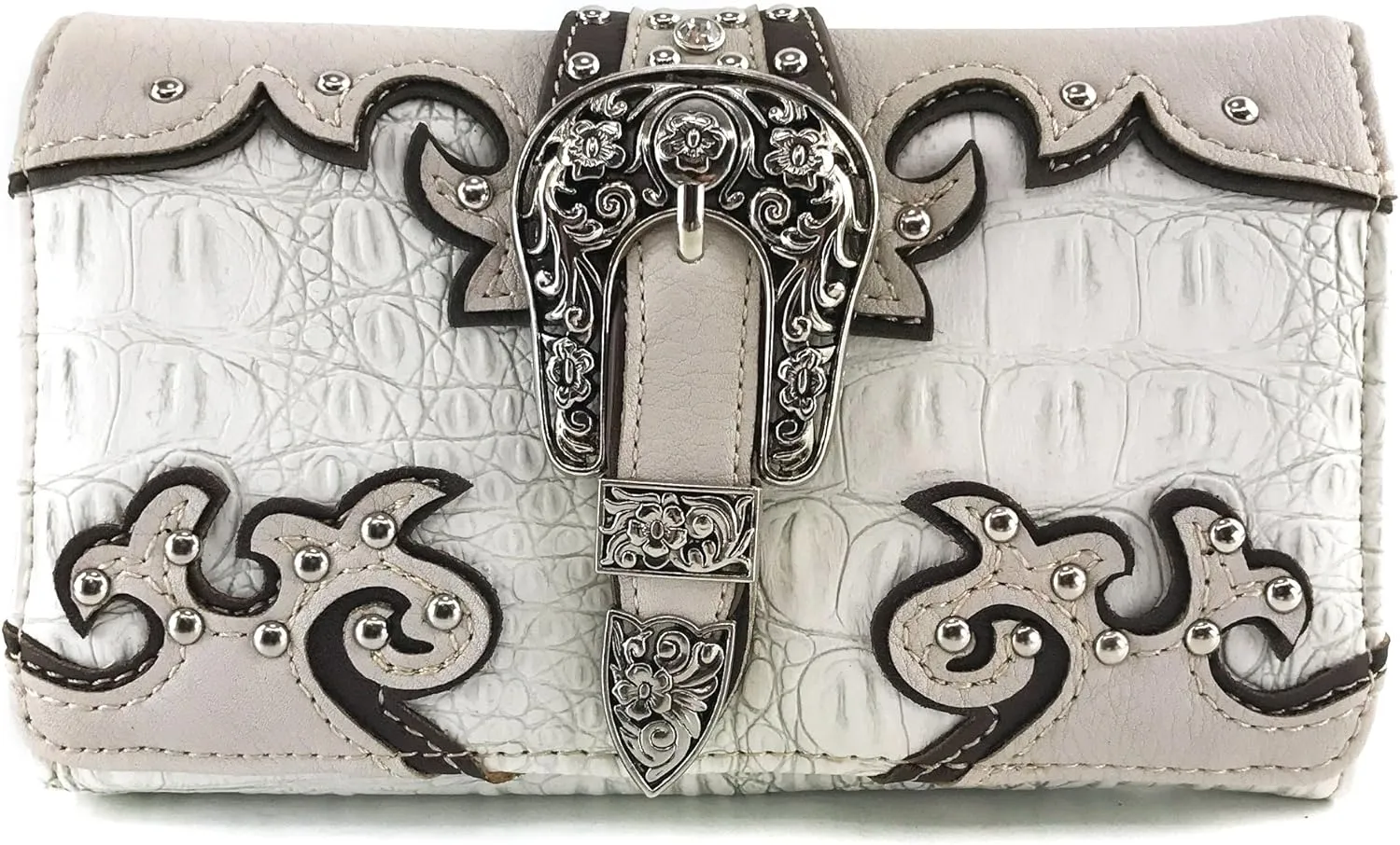 Justin West Concealed Carry Western Buckle Duo Color Shoulder Handbag Purse