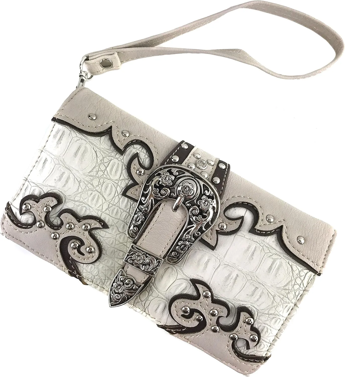 Justin West Concealed Carry Western Buckle Duo Color Shoulder Handbag Purse