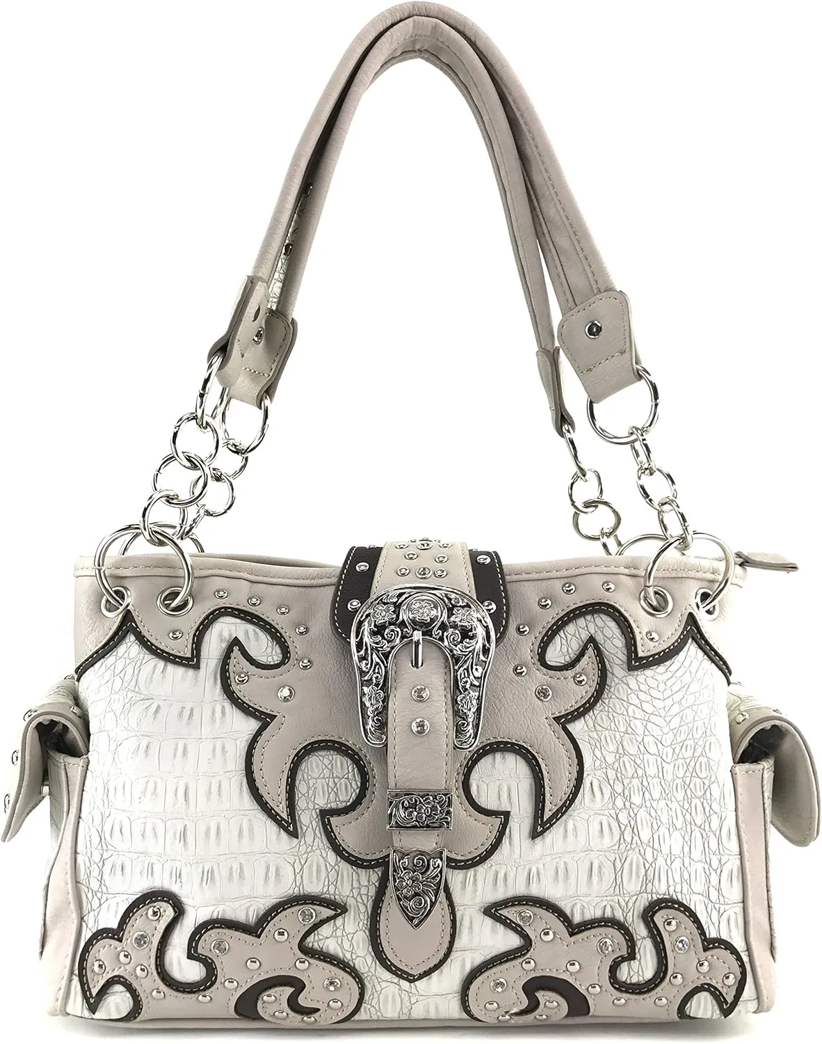 Justin West Concealed Carry Western Buckle Duo Color Shoulder Handbag Purse