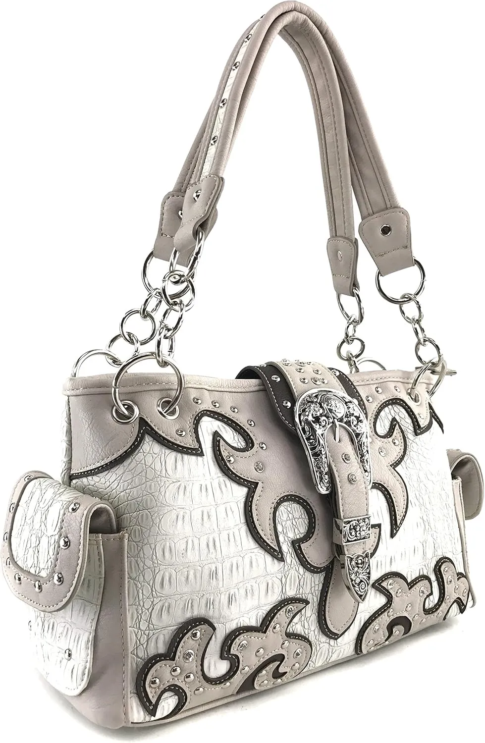 Justin West Concealed Carry Western Buckle Duo Color Shoulder Handbag Purse
