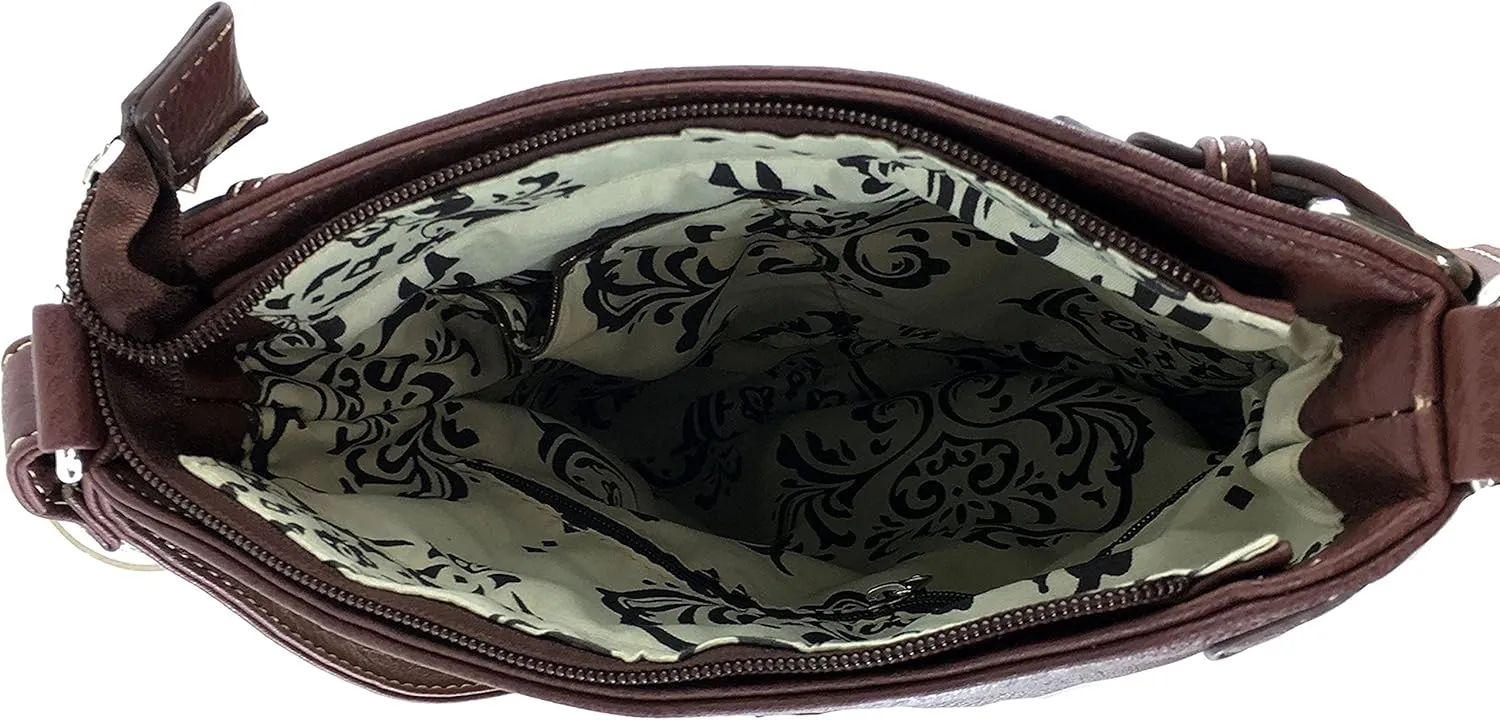 Justin West Cowgirl Western Cross Floral Embroidered Concealed Carry Purse