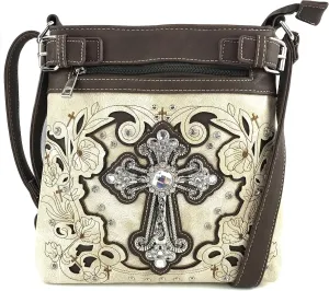 Justin West Cowgirl Western Cross Floral Embroidered Concealed Carry Purse