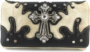 Justin West Cross Studs Concealed Carry Shoulder Handbag Tote Purse Crossbody Wallet