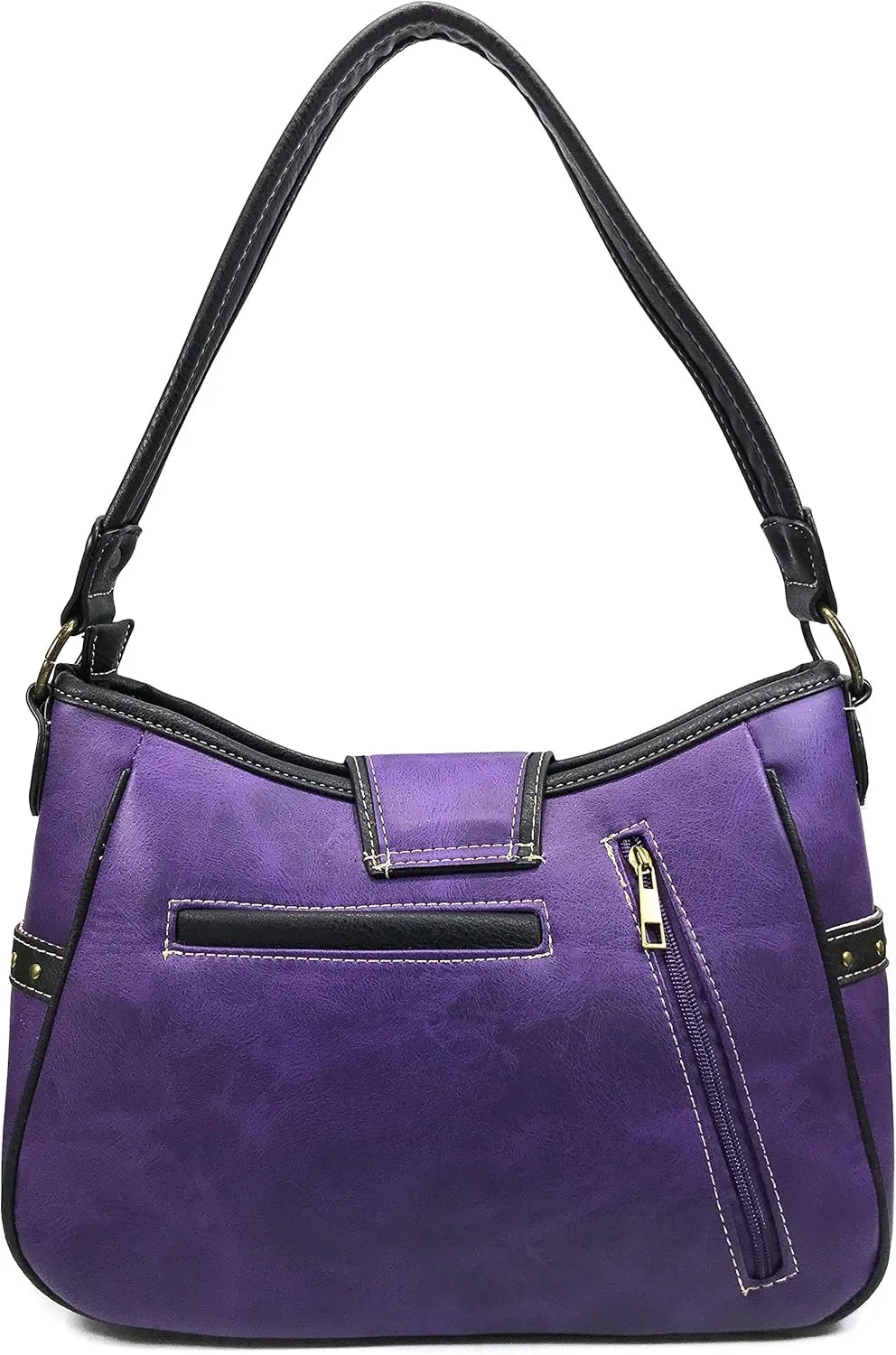 Justin West Patina Girl Western Bronze Floral Buckle Conceal Carry Handbag Purse Tote and Strap Wallet