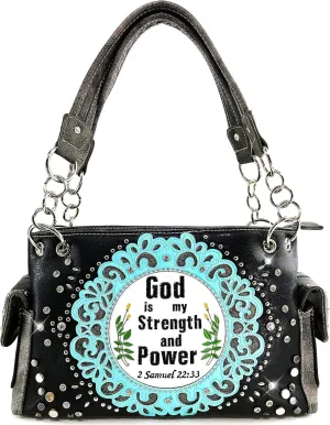 Justin West Prayer Bible God is my Strength and Power Samuel 22:33 Concealed Carry Handbag Purse