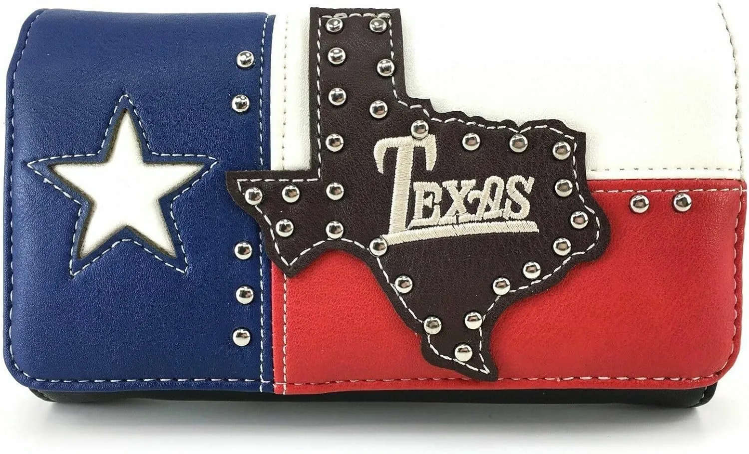 Justin West Texas Red White Blue Flag Patriotic Chain Shoulder Concealed Carry Handbag Purse Trifold Wallet