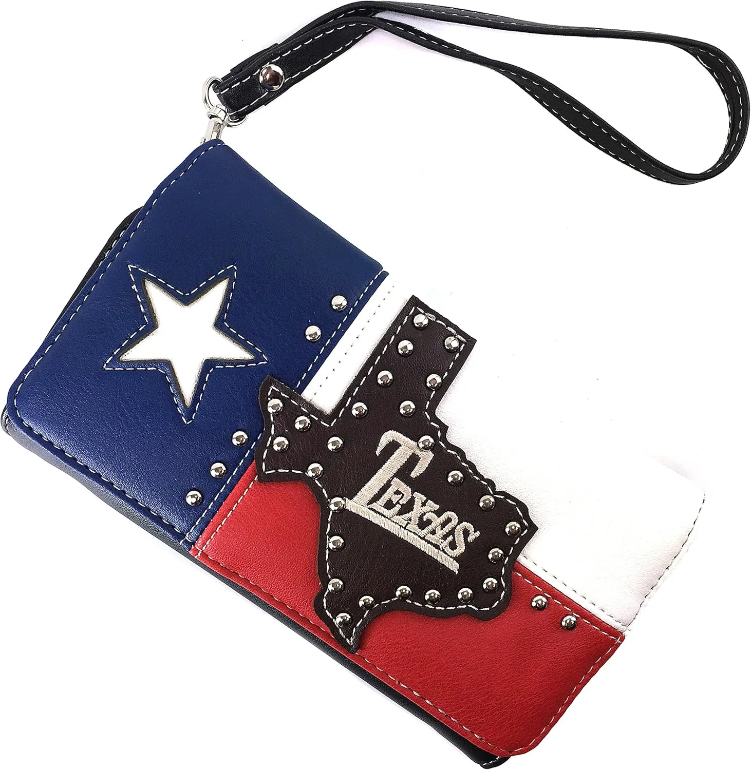 Justin West Texas Red White Blue Flag Patriotic Chain Shoulder Concealed Carry Handbag Purse Trifold Wallet