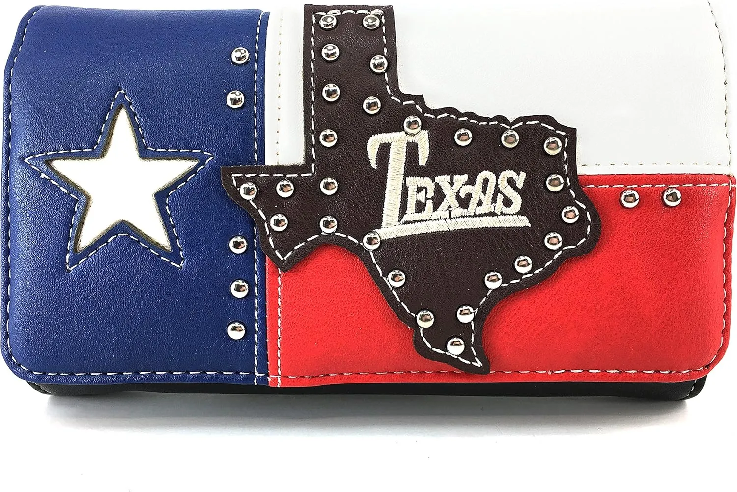 Justin West Texas Red White Blue Flag Patriotic Chain Shoulder Concealed Carry Handbag Purse Trifold Wallet