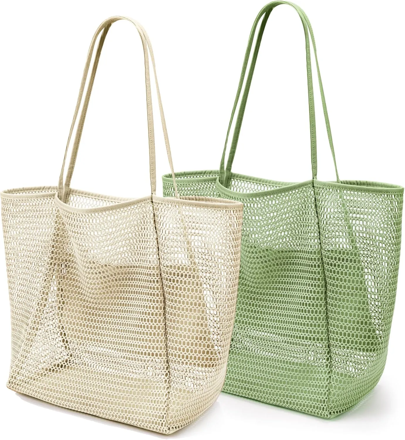 KALIDI BeachNylon Mesh Tote Bag, Casual Tote Bag Hobo Women Foldable MAX 23L Shoulder Bag For Beach Picnic Vacation