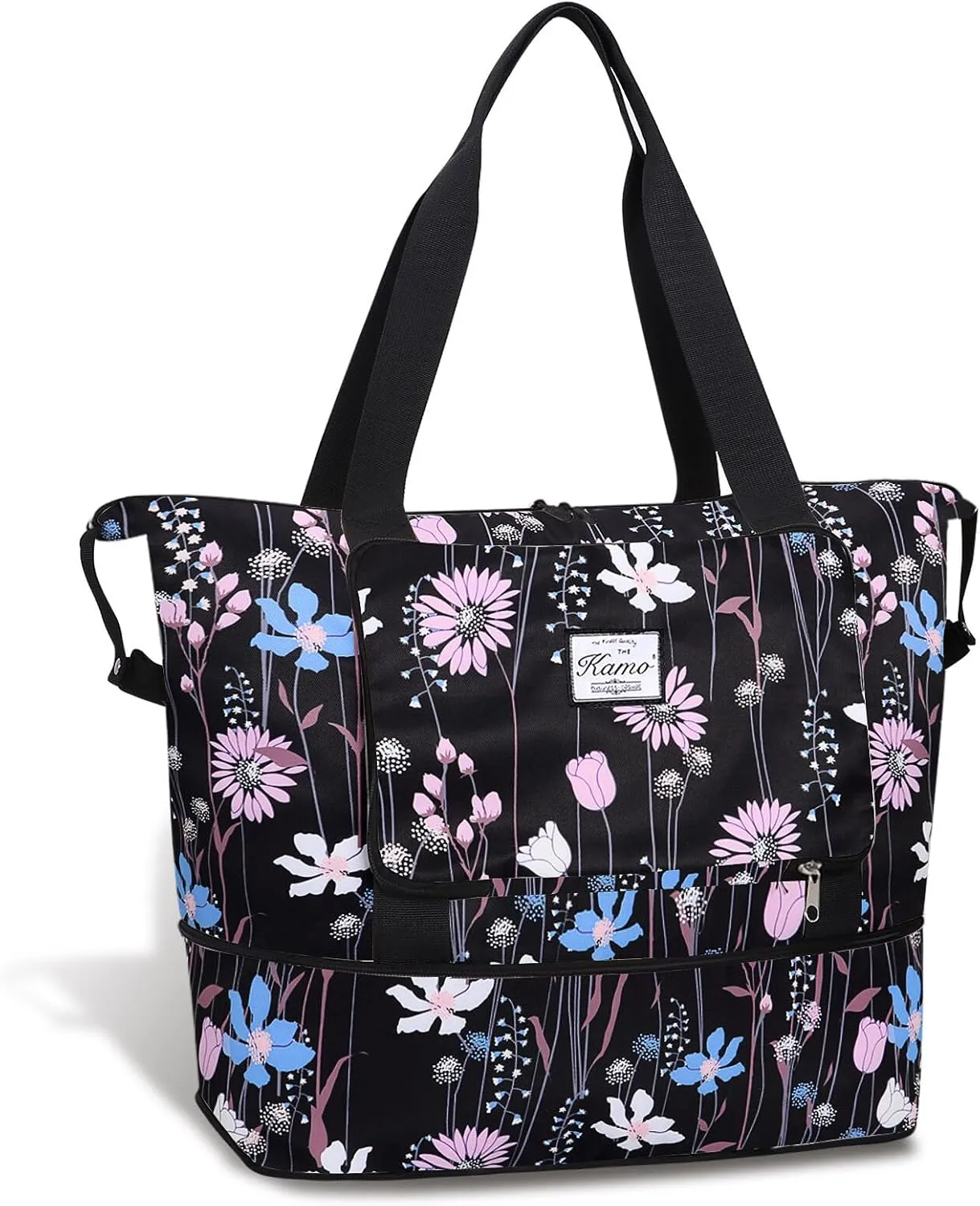 KAMO Travel Duffle Bag Expandable Weekender Overnight Bag With Wet Pocket, Foldable Tote Bag with Multiple Pockets Sports Gym Bag for Travel Yoga