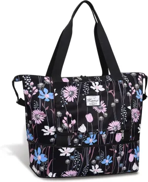 KAMO Travel Duffle Bag Expandable Weekender Overnight Bag With Wet Pocket, Foldable Tote Bag with Multiple Pockets Sports Gym Bag for Travel Yoga