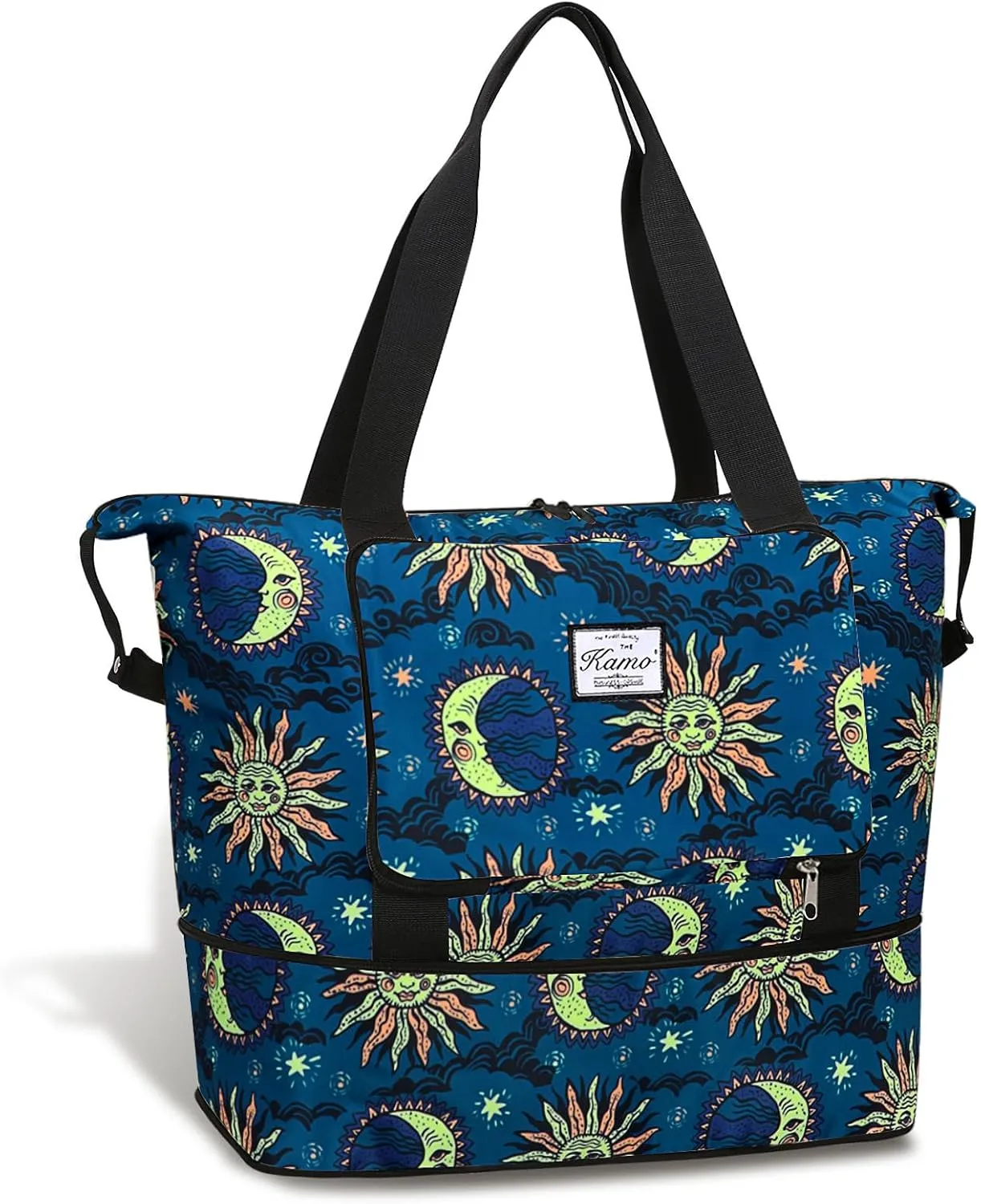 KAMO Travel Duffle Bag Expandable Weekender Overnight Bag With Wet Pocket, Foldable Tote Bag with Multiple Pockets Sports Gym Bag for Travel Yoga