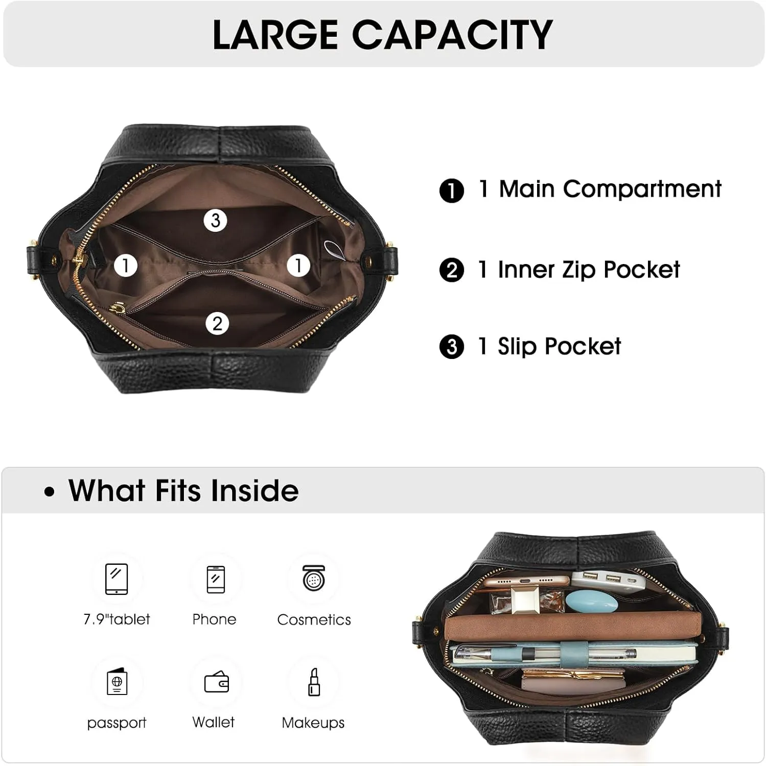 Kattee Leather Crossbody Bags for Women Cross Body Purses,Small Shoulder Tote Bag, Women's Satchel Handbags with Top Handle