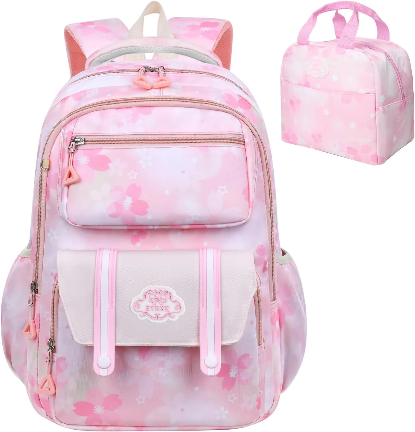 Kawaii Backpack Starry Rainbow Bookbag Cute Large Capacity Kids Backpack Multifunction Fashion Casual Laptop Travel Bag For Boy Girl (Pink-17inch)