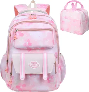 Kawaii Backpack Starry Rainbow Bookbag Cute Large Capacity Kids Backpack Multifunction Fashion Casual Laptop Travel Bag For Boy Girl (Pink-17inch)
