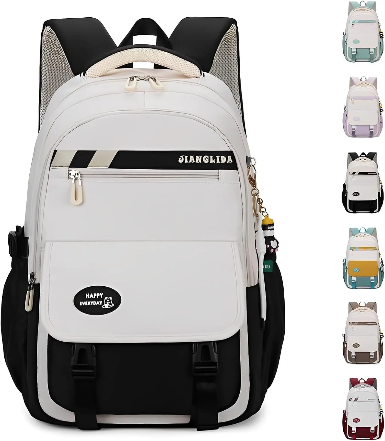 Kawaii Backpack With Cute Accessories Spine Protection Anti-thief Cute Aesthetic Book Bag (Mint Green)