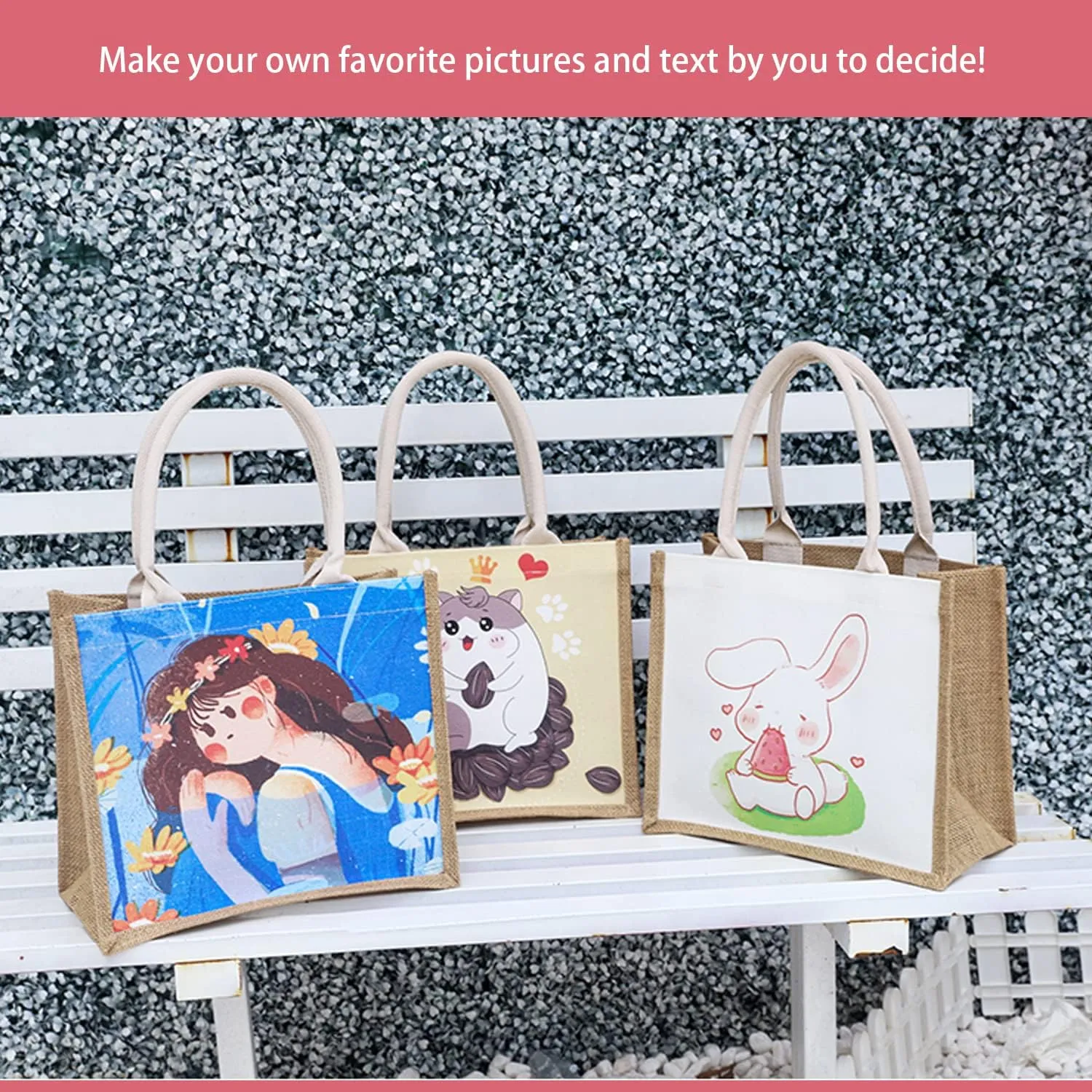 kaxilu Jute Beach Tote Bags 16.5 * 7 * 13 Set of 10 Burlap Tote Bags with Button Travel with Handle Grocery Bag Bridesmaid Bags Tote Bag for Beach wedding Shopping travel Arts and Crafts DIY