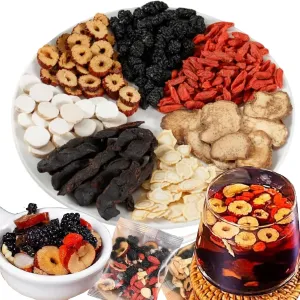 Kidney Tea Formula Ginseng Six Treasure Tea, Ginseng Six Treasures Teas, Te Renal Herbal, Red Date Wolfberry Mulberry Teas Chinese Kidney Herbal Red Ginsengs (10 Bags)