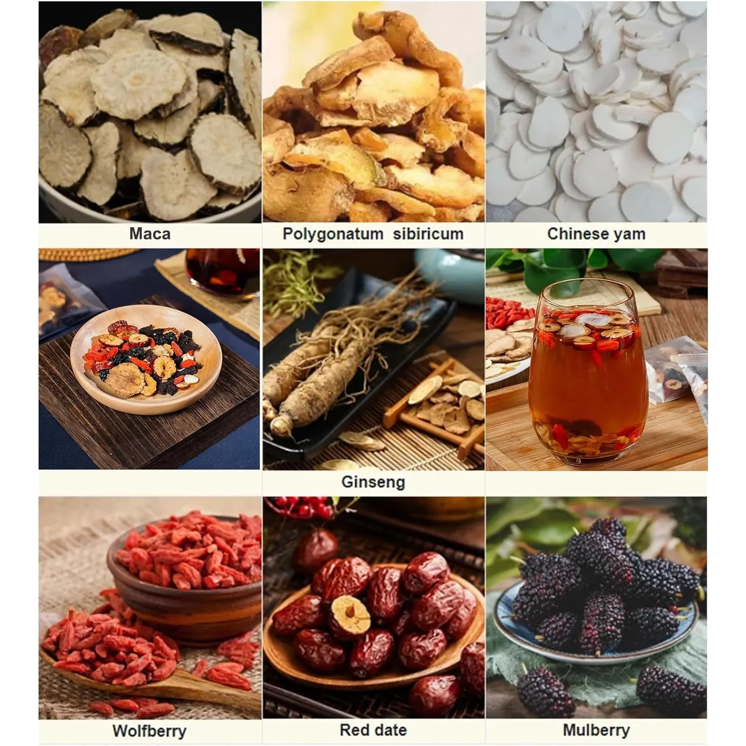 Kidney Tea Formula Ginseng Six Treasure Tea, Ginseng Six Treasures Teas, Te Renal Herbal, Red Date Wolfberry Mulberry Teas Chinese Kidney Herbal Red Ginsengs (10 Bags)