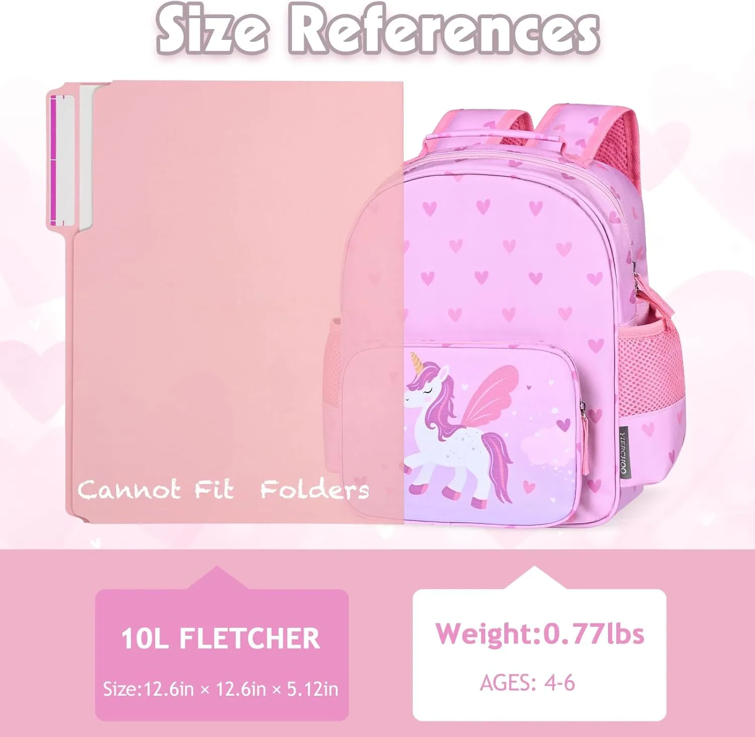 Kids Backpack for Boys Girls, Toddler Backpack Child Bookbag for Preschool Kindergarten Travel Daycare Water-Resistant Lightweight 12 Inches(Unicorn)