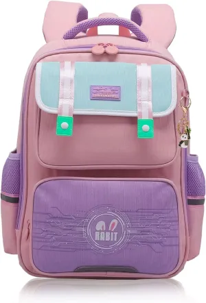 Kids Backpacks for Girls, Backpack for Elementary School Book Bags with Keychains Kawaii Travel Daypack Ages 6-8 (School Bag Pink 02)