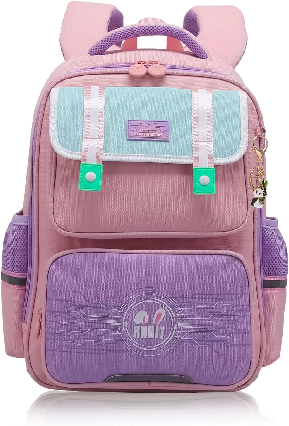 Kids Backpacks for Girls, Backpack for Elementary School Book Bags with Keychains Kawaii Travel Daypack Ages 6-8 (School Bag Pink 02)