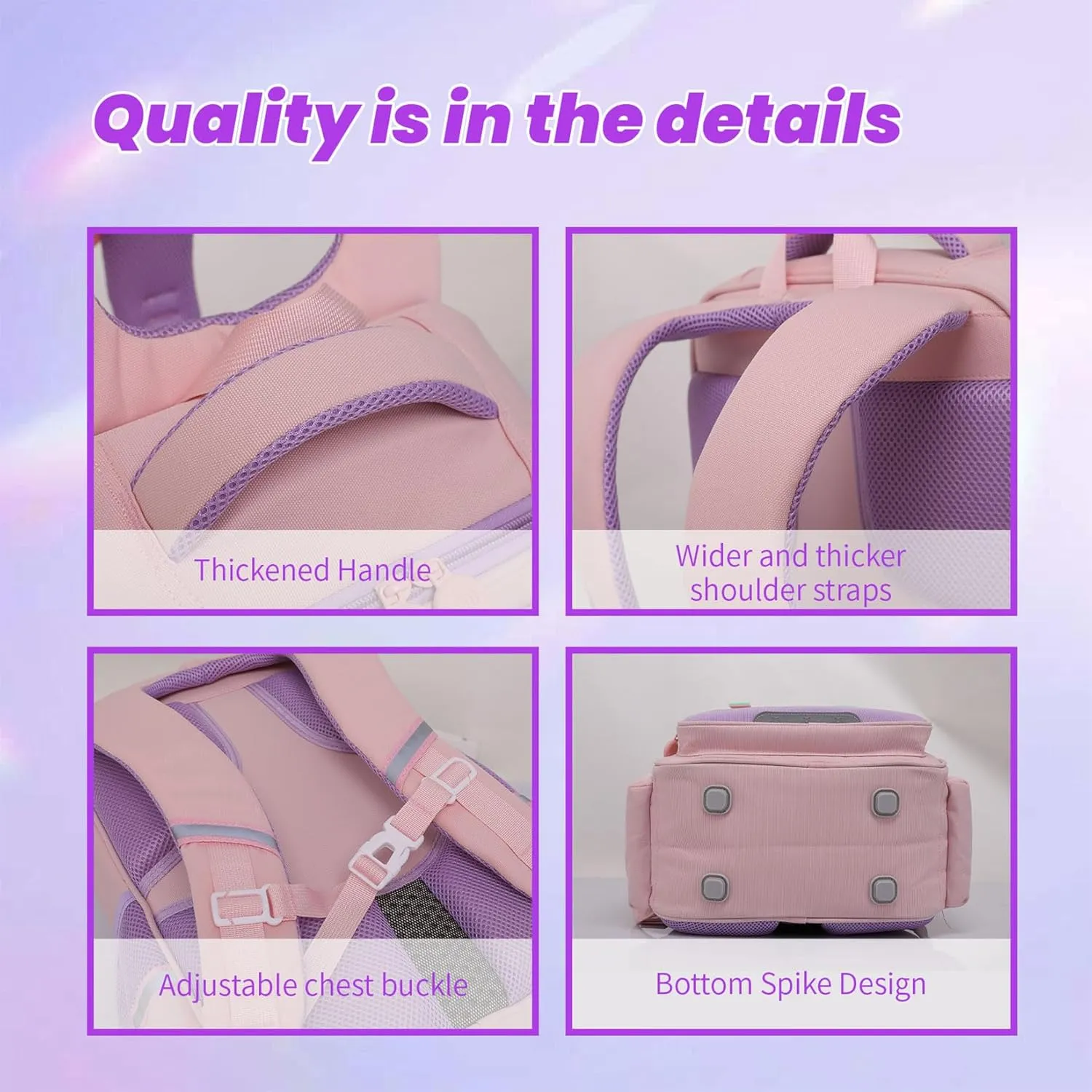 Kids Backpacks for Girls, Backpack for Elementary School Book Bags with Keychains Kawaii Travel Daypack Ages 6-8 (School Bag Pink 02)