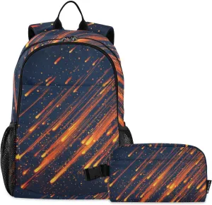 Kids Backpacks Set Meteor Shower Shooting Star Boys Girls Backpack with Lunch Bag Toddler Bookbag