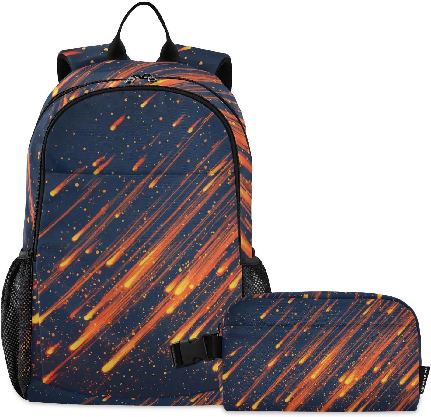 Kids Backpacks Set Meteor Shower Shooting Star Boys Girls Backpack with Lunch Bag Toddler Bookbag
