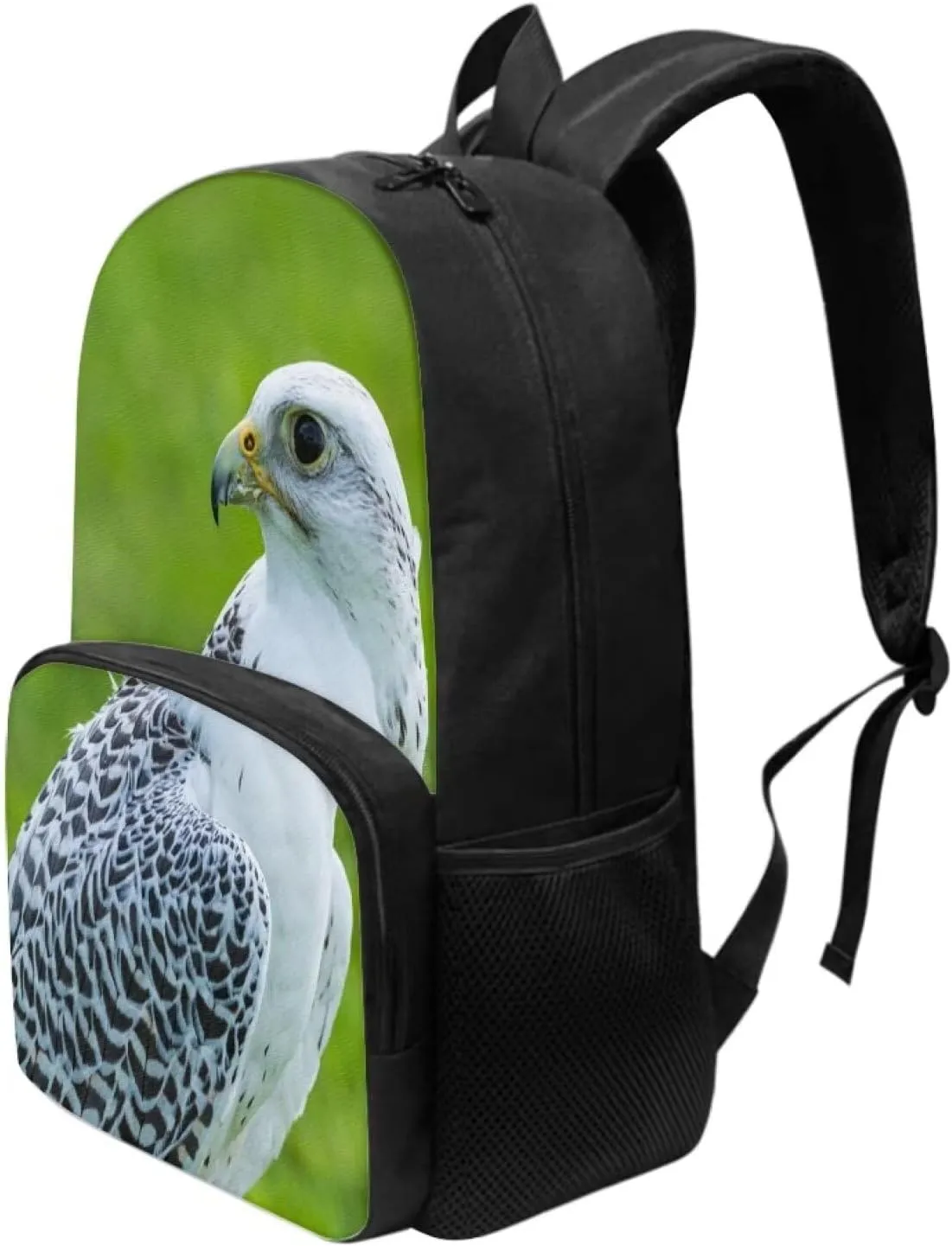 Kids Funny Animal Bird Gyrfalcon Backpack for Boys Girls Comfy Padded Lightweight Sturdy Student School Backpack with Front Pocket Double Zipper 17 Inch Kids Basic Black Daypack Bookbag
