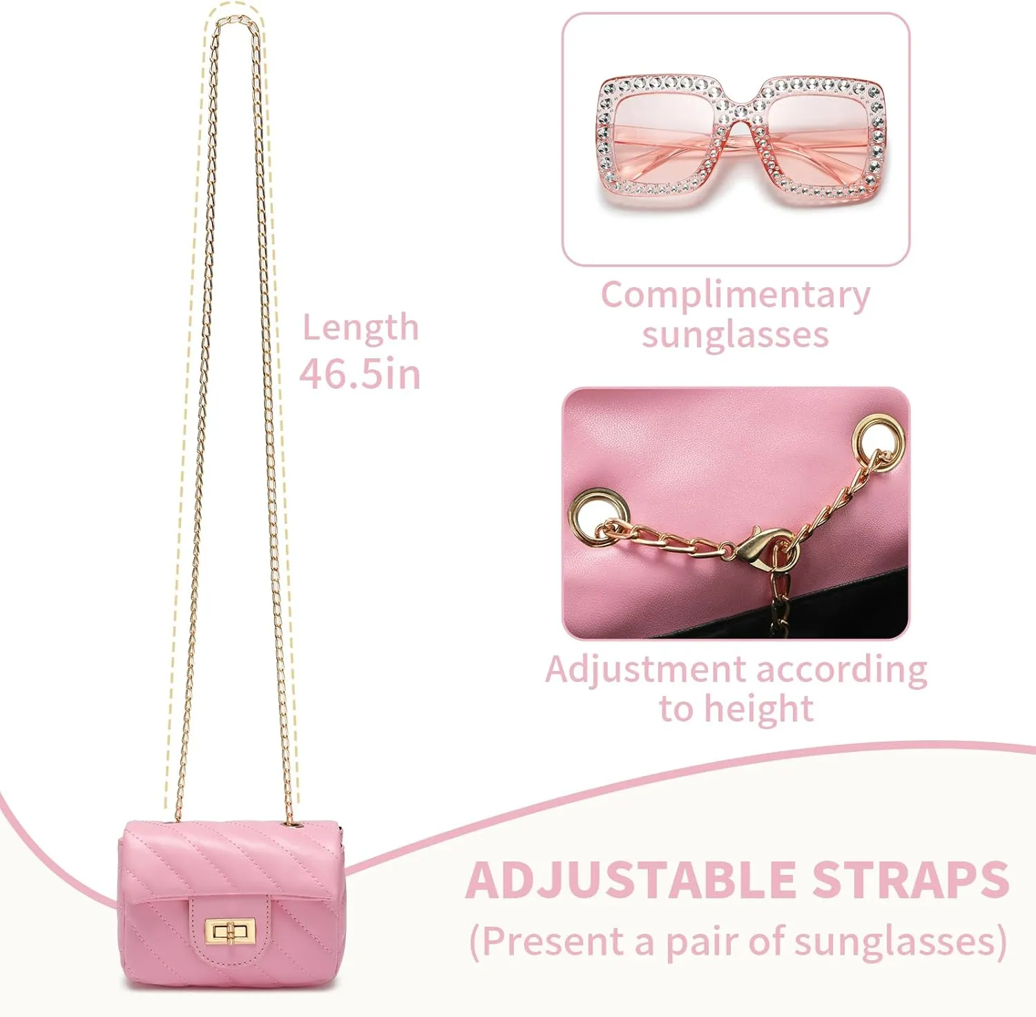 Kids Purse for Little Girls,Toddler Shoulder Bag Crossbody Bag Princess Handbag, Girls Purse with Sunglasses