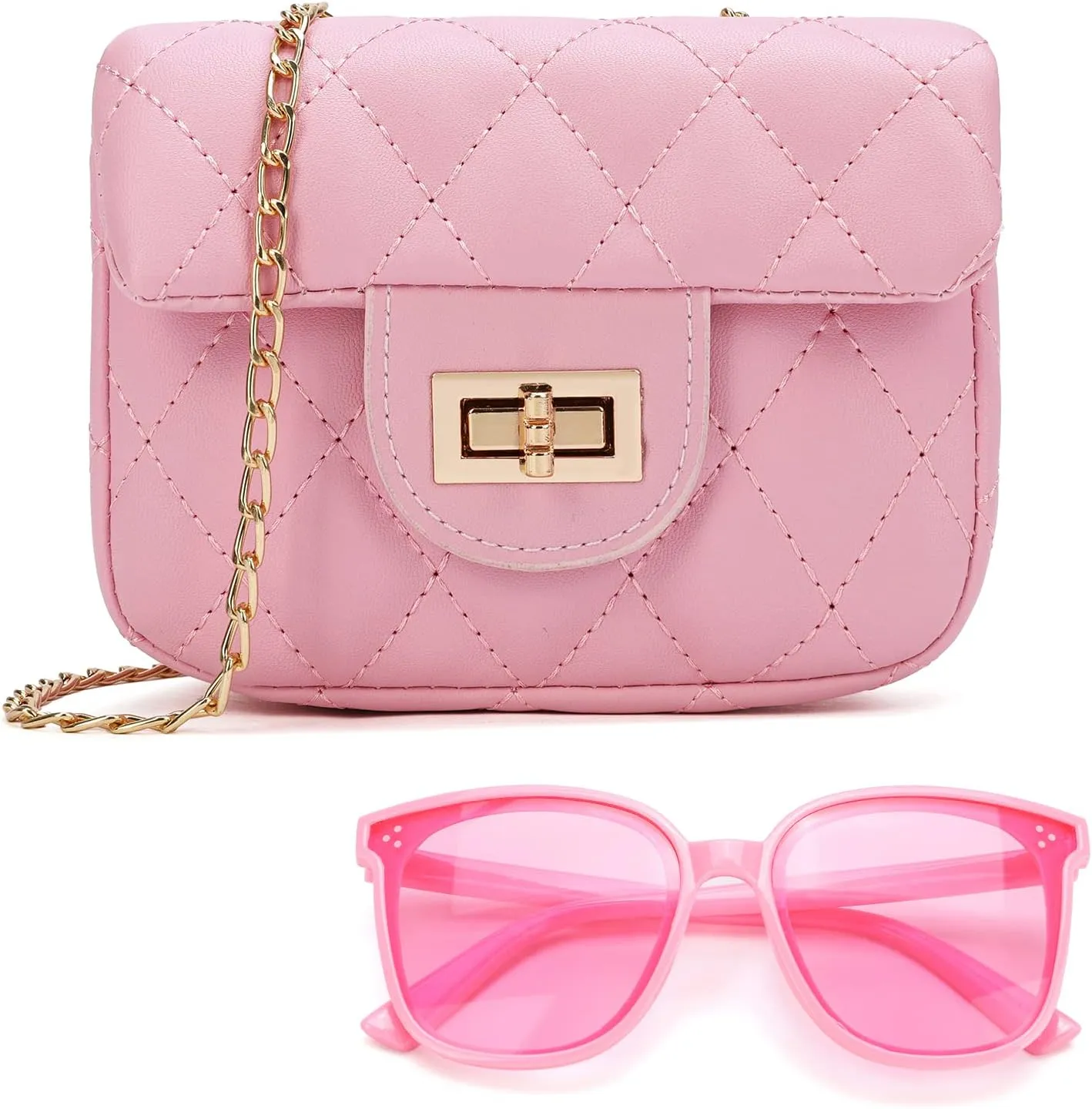 Kids Purse for Little Girls,Toddler Shoulder Bag Crossbody Bag Princess Handbag, Girls Purse with Sunglasses