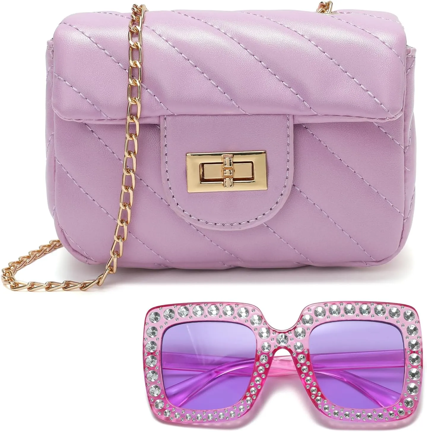 Kids Purse for Little Girls,Toddler Shoulder Bag Crossbody Bag Princess Handbag, Girls Purse with Sunglasses