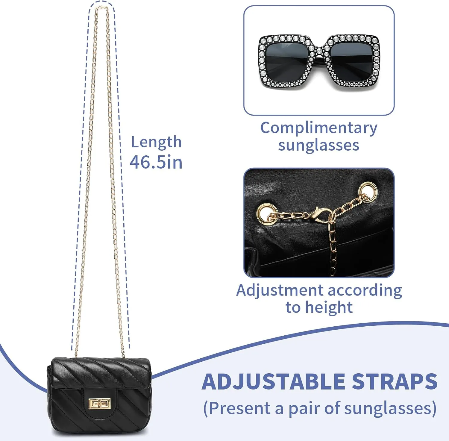 Kids Purse for Little Girls,Toddler Shoulder Bag Crossbody Bag Princess Handbag, Girls Purse with Sunglasses