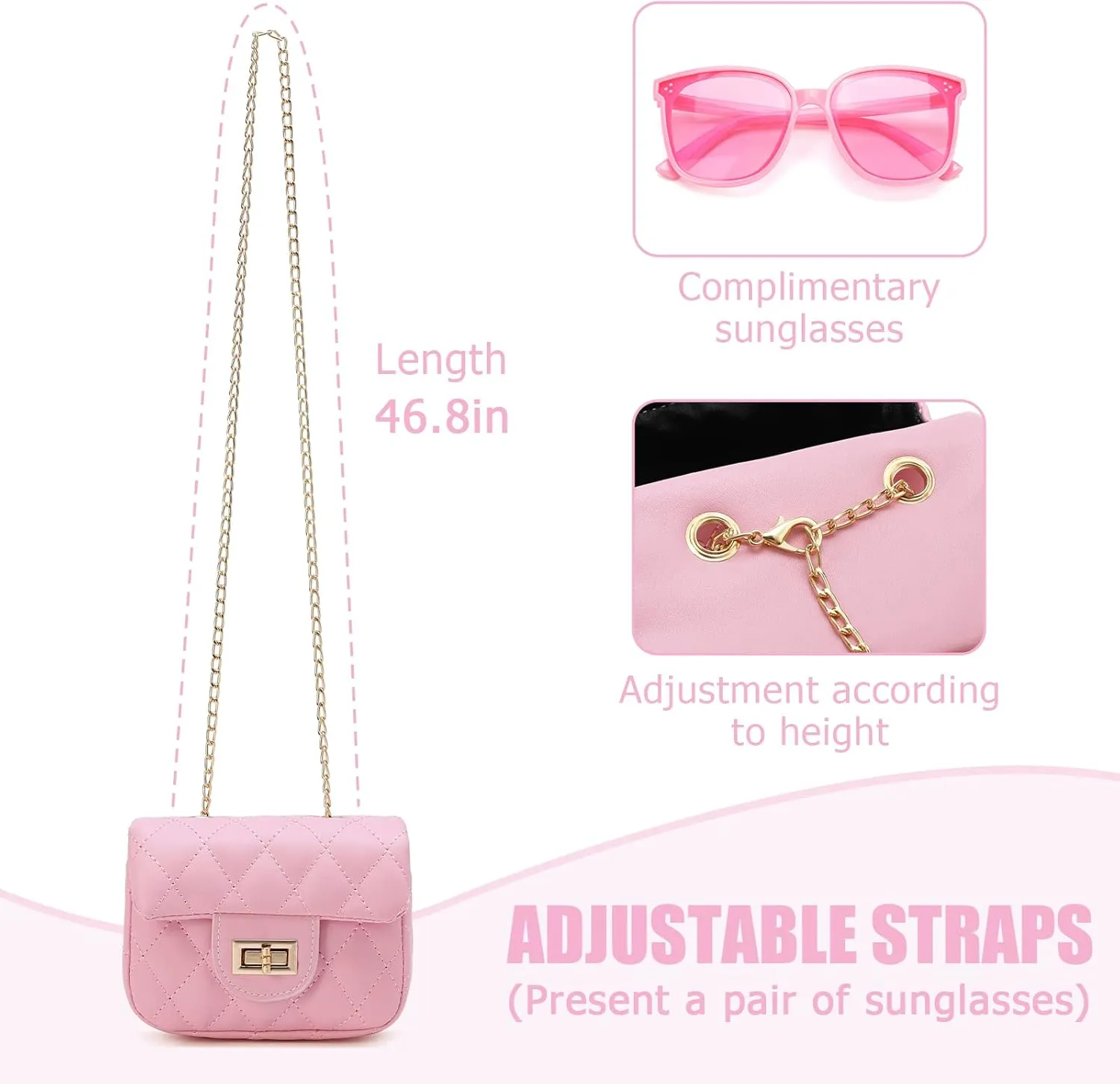 Kids Purse for Little Girls,Toddler Shoulder Bag Crossbody Bag Princess Handbag, Girls Purse with Sunglasses