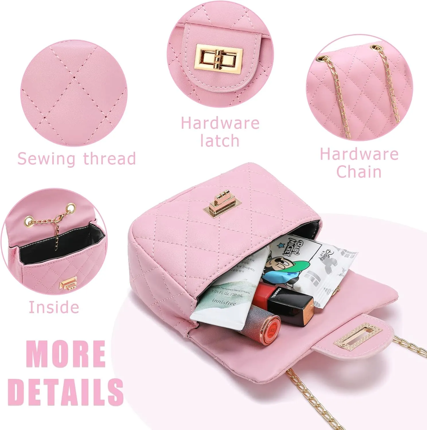 Kids Purse for Little Girls,Toddler Shoulder Bag Crossbody Bag Princess Handbag, Girls Purse with Sunglasses