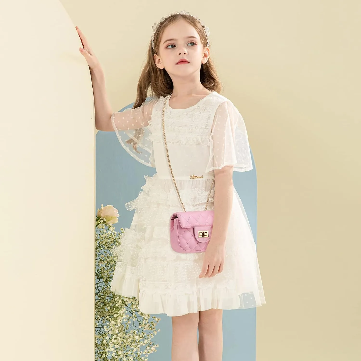 Kids Purse for Little Girls,Toddler Shoulder Bag Crossbody Bag Princess Handbag, Girls Purse with Sunglasses