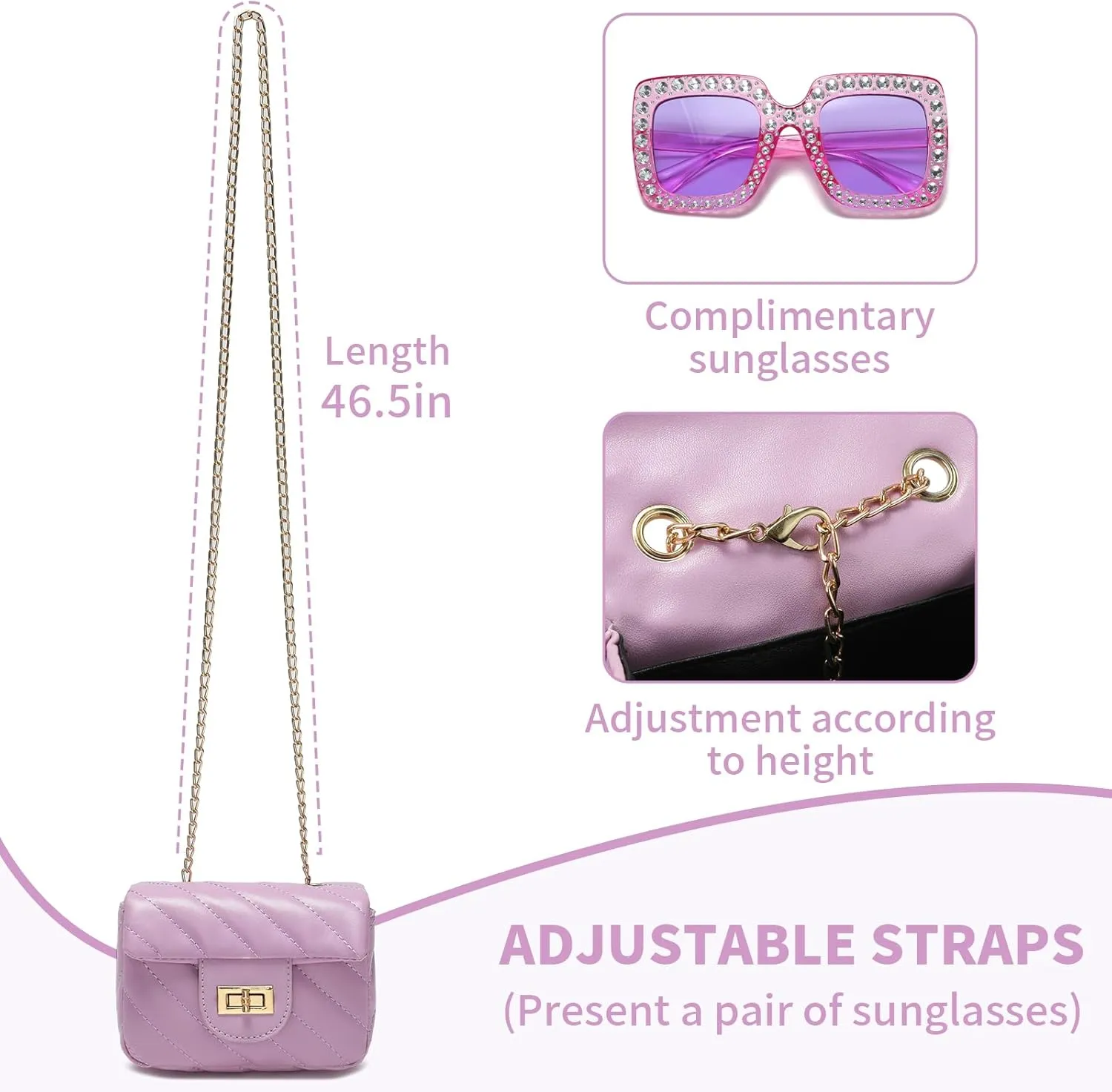 Kids Purse for Little Girls,Toddler Shoulder Bag Crossbody Bag Princess Handbag, Girls Purse with Sunglasses