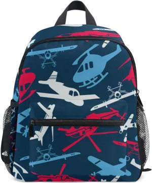 Kid's Toddler Backpack Planes Helicopters Schoolbag for Cute Boys Girls, Daycare School Children Kindergarten Bag Preschool Nursery Travel Purse Bag