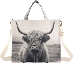 Kigai Highland Cow Corduroy Tote Bag for Women Hobo Crossbody Bag Purse Stylish Shoulder Handbag Messenger Bags, S