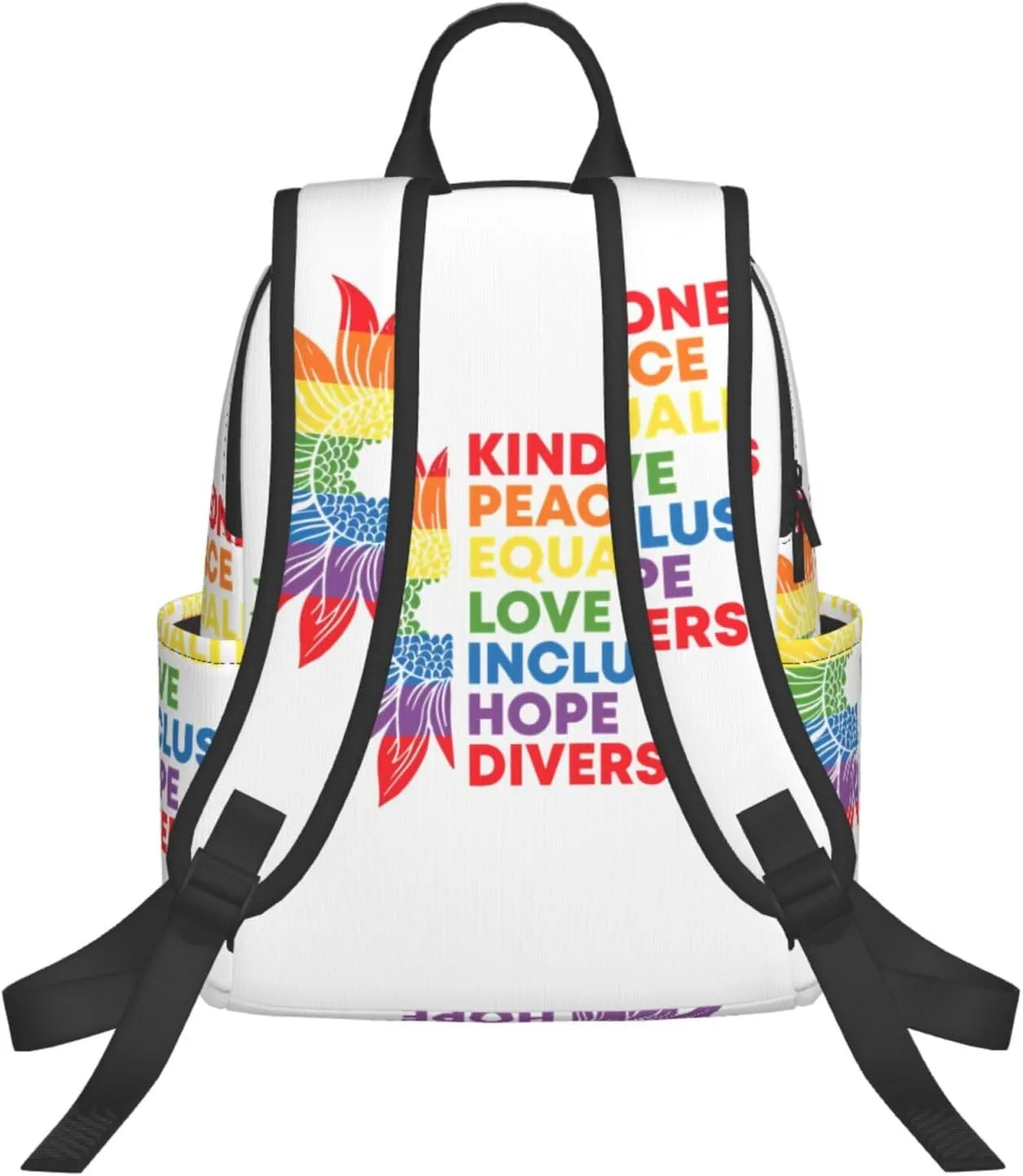 Kindness Peace Equality Love Inclusion Pride Sunflower Travel Laptop Backpack Casual Backpacks Double Shoulder Daypack Notebook Rucksack Work Bags Sports Bag for Hiking Camping Beach